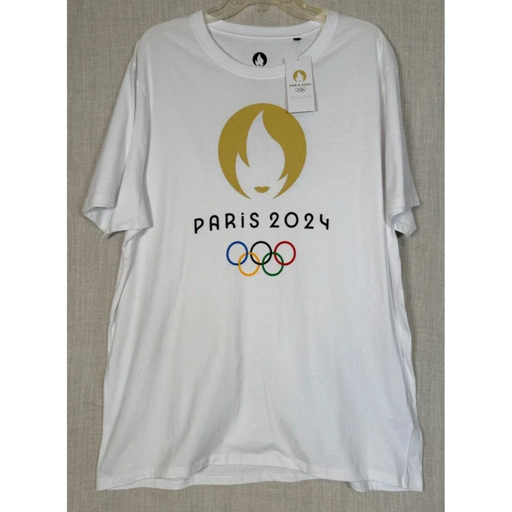 Paris 2024 Olympics T-Shirt Men's Size 2XL Torch White